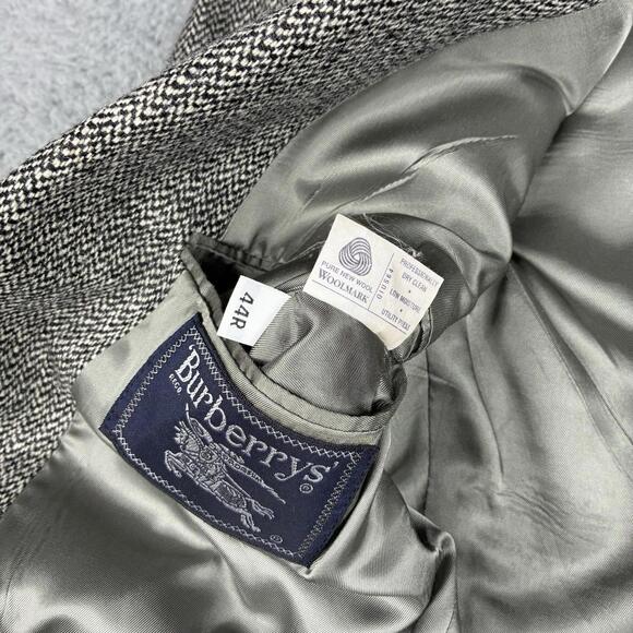 Vintage Burberrys Wool Tweed Blazer Sport Coat Men’s Gray Jacket 44R Old Money - Picture 12 of 15